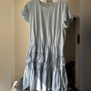 Light Blue Cotton Ruffle Dress